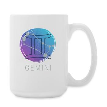 Zwilling Tierkreiszeichen Horoskop Sternzeichen - Große Tasse 440 ml - Weiß - Rechts