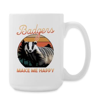 Funny Animal Badger - Large Mug 440 ml - white - Right
