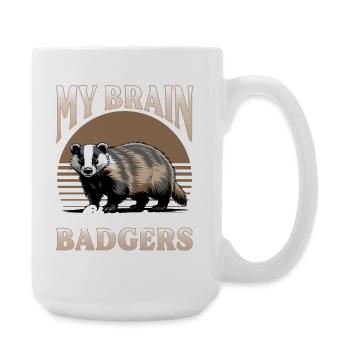 Funny Animal Badger - Large Mug 440 ml - white - Right