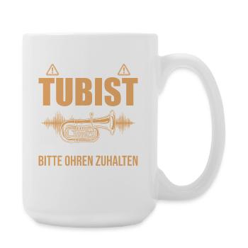 Vorsicht Tubist Fortissimo Ohren zuhalten Tuba - Große Tasse 440 ml - Weiß - Rechts