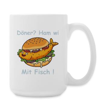 Cartoon Fischbrötchen Küsten Humor - Große Tasse 440 ml - Weiß - Rechts