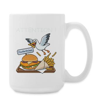 Lustiges Fischbrötchen Küstenhumor Nordsee Ostsee - Große Tasse 440 ml - Weiß - Rechts
