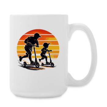 Dad Son Scooter Ride Father's Day Retro Best Seller - Large Mug 440 ml - white - Right
