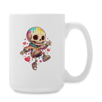 Colorful skeleton in hoodie dance - Large Mug 440 ml - white - Right