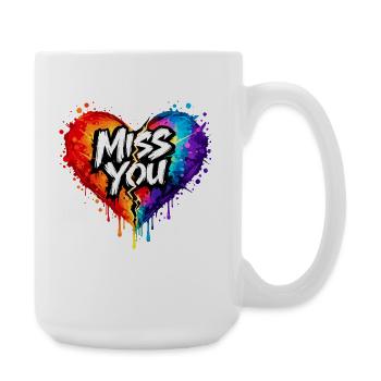 Miss You Broken Heart Art Neon Streetart-Look - Große Tasse 440 ml - Weiß - Rechts