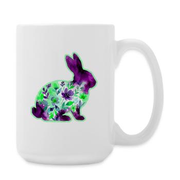 Hase Aquarell Ostern Blumen - Große Tasse 440 ml - Weiß - Rechts