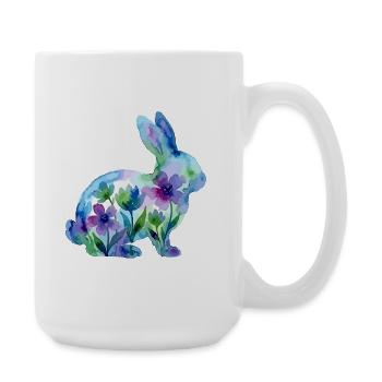 Hase Aquarell Ostern Bunt - Große Tasse 440 ml - Weiß - Rechts