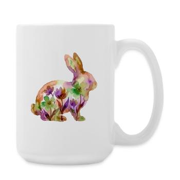 Hase Aquarell Ostern Bunt - Große Tasse 440 ml - Weiß - Rechts