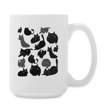 Midnight Cat Montage - Large Mug 440 ml - white - Right