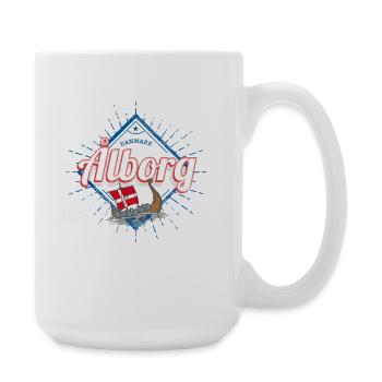Aalborg Stadt Dänemark Wikingerschiff Souvenir - Große Tasse 440 ml - Weiß - Rechts