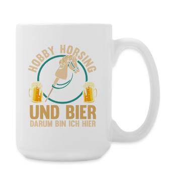Bier Pferd Hobby Horsing - Große Tasse 440 ml - Weiß - Rechts