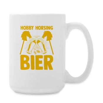 Bier Pferd Hobby Horsing - Große Tasse 440 ml - Weiß - Rechts