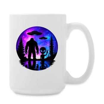 Alien Bigfoot UFO Sasquatch Believers Spaceship - Large Mug 440 ml - white - Right