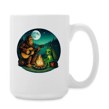 Alien Bigfoot UFO Sasquatch Believers Spaceship - Large Mug 440 ml - white - Right
