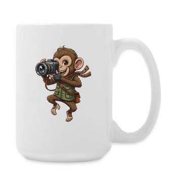 Abenteuerlicher Fotoaffe - Große Tasse 440 ml - Weiß - Rechts