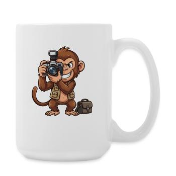 Adventure Monkey with Camera - Large Mug 440 ml - white - Right