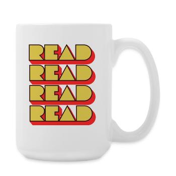 Read Design - Retro Look  - Große Tasse 440 ml - Weiß - Rechts