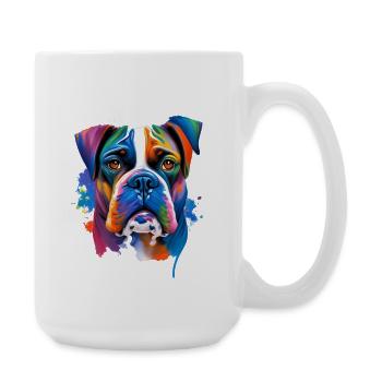Boxer Dog Porträt Lebendige Ölgemälde Kunst - Große Tasse 440 ml - Weiß - Rechts
