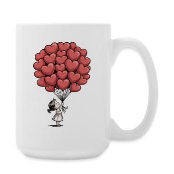 T-shirt cœurs d’amour – Fille avec des ballons en forme de cœur - Grande tasse 440 ml - blanc - Droite