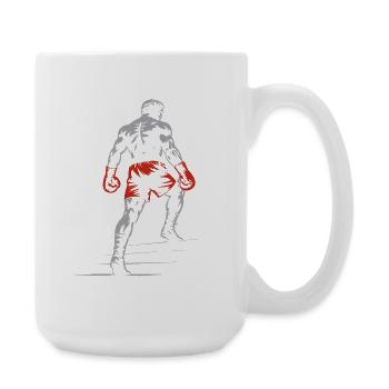Boxeur en gants de boxe - Grande tasse 440 ml - blanc - Droite