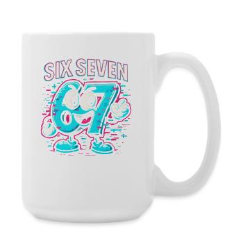 Six Seven 67 Meme Glitch Mascot Italian Brainrot - Große Tasse 440 ml - Weiß - Rechts