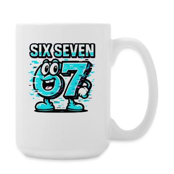 Six Seven 67 Meme Glitch Mascot Italian Brainrot - Große Tasse 440 ml - Weiß - Rechts