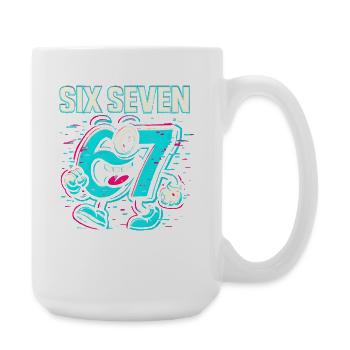 Six Seven 67 Meme Glitch Mascot Italian Brainrot - Große Tasse 440 ml - Weiß - Rechts