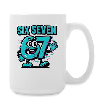 Six Seven 67 Meme Glitch Mascot Italian Brainrot - Große Tasse 440 ml - Weiß - Rechts