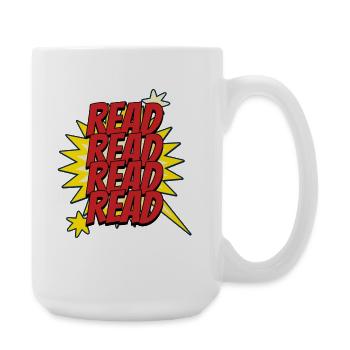 Read Design - Comic Superhelden Look - Große Tasse 440 ml - Weiß - Rechts