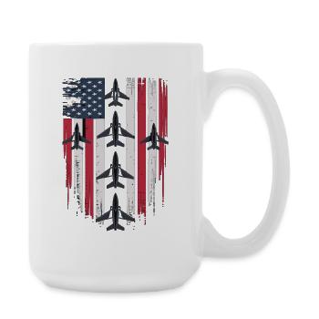 Jet Fighter USA Flag – Avion pilote - Grande tasse 440 ml - blanc - Droite