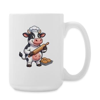 Maître du rouleau de pâte à vache - Grande tasse 440 ml - blanc - Droite