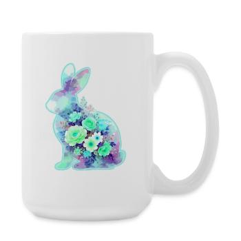 Hase Aquarell Blumen Ostern - Große Tasse 440 ml - Weiß - Rechts