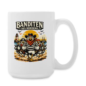 Banditen des Nordens Möwen Fischbrötchen Diebe - Große Tasse 440 ml - Weiß - Rechts