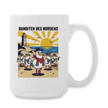 Banditen des Nordens Möwen Fischbrötchen Diebe - Große Tasse 440 ml - Weiß - Rechts