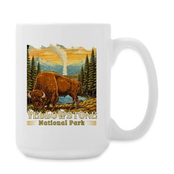 Yellowstone-Nationalpark Buffalo-Camping - Große Tasse 440 ml - Weiß - Rechts