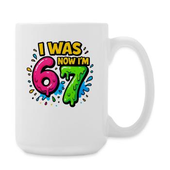 7th Birthday Kids 67 Meme Humor Gift Idea - Large Mug 440 ml - white - Right