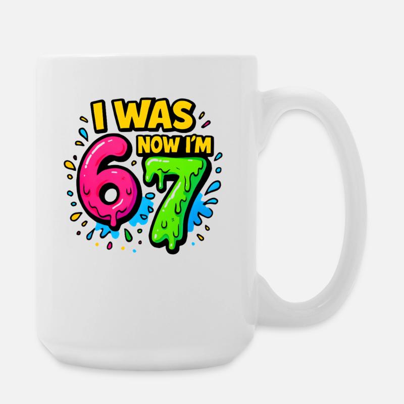 7. Geburtstag Kinder 67 Meme Humor Geschenkidee - Große Tasse 440 ml - Weiß