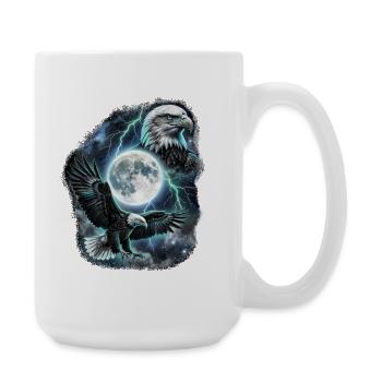 Two Wild Eagles with Moon Wildlife Designs - Large Mug 440 ml - white - Right