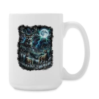 TROIS dessins de faune sauvage de cerf sauvage avec la lune - Grande tasse 440 ml - blanc - Droite
