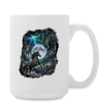 Two Wild Horses with Moon Wildlife Designs - Large Mug 440 ml - white - Right