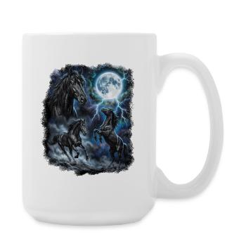 THREE Wild Horses with Moon Wildlife Designs - Large Mug 440 ml - white - Right