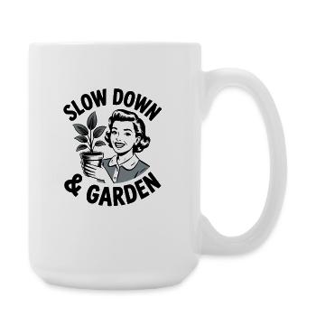 Slow Down And Garden Retro House Plant Lover - Large Mug 440 ml - white - Right