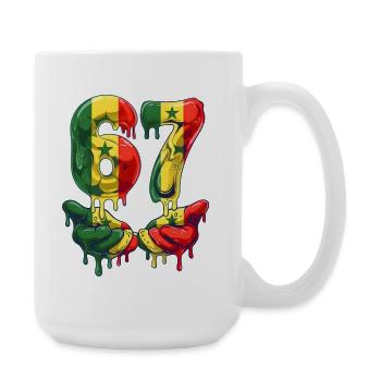 Fußball 67 Meme für Jungen Kinder 67 sechs sieben 6 7 - Große Tasse 440 ml - Weiß - Rechts