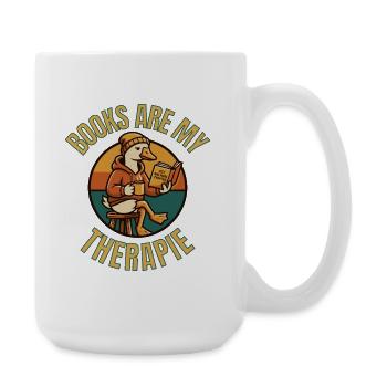 Books Are My Therapy Shirt – Funny Goose Reading T - Große Tasse 440 ml - Weiß - Rechts