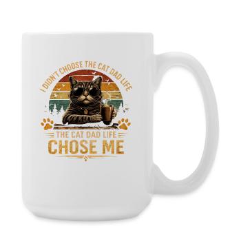 Cat Dad Life – Cat with Sunglasses & Coffee Vin - Large Mug 440 ml - white - Right