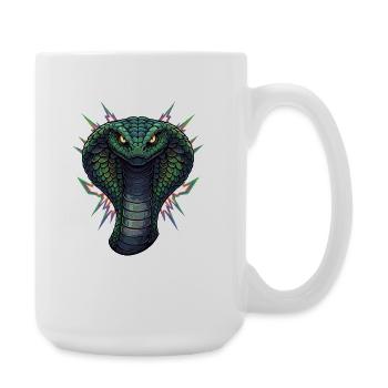 Tête de cobra avec des pointes néon - Grande tasse 440 ml - blanc - Droite