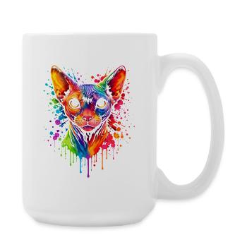 Sphynx Neon | Katzenkunst Pop Art - Große Tasse 440 ml - Weiß - Rechts