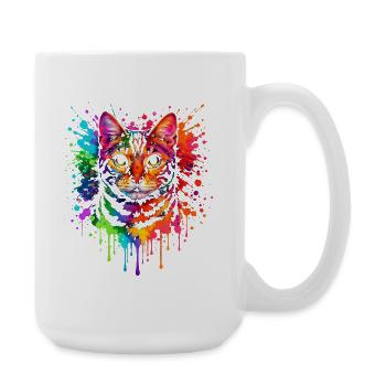 Bengal in Neon | Cat Art Pop Art - Large Mug 440 ml - white - Right