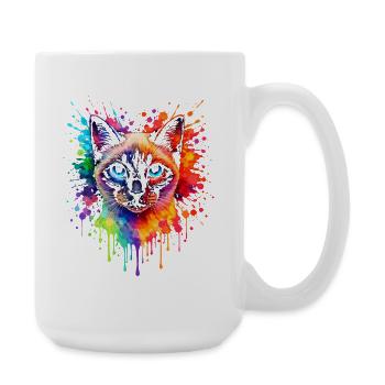 Siamese Cat Neon | Cat Art Pop Art - Large Mug 440 ml - white - Right