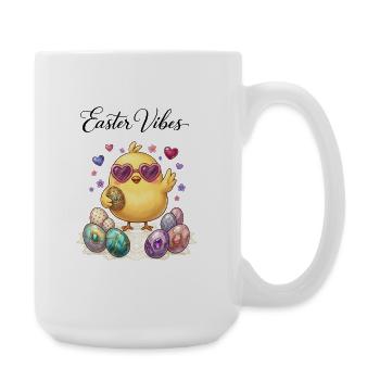 Cute Cartoon Easter Chick with Pastel Eggs Heart - Large Mug 440 ml - white - Right